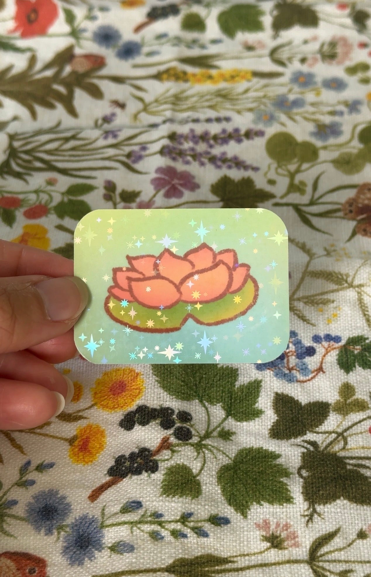 lotus holo glitter sticker